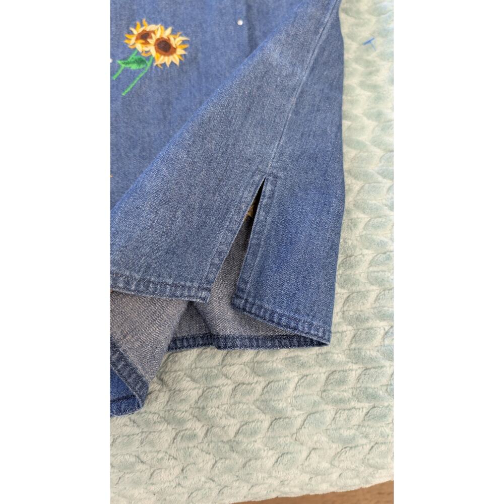 Quaker Factory Denim Jacket Embroidered Sunflowers And Bees Medium - Picture 9 of 12